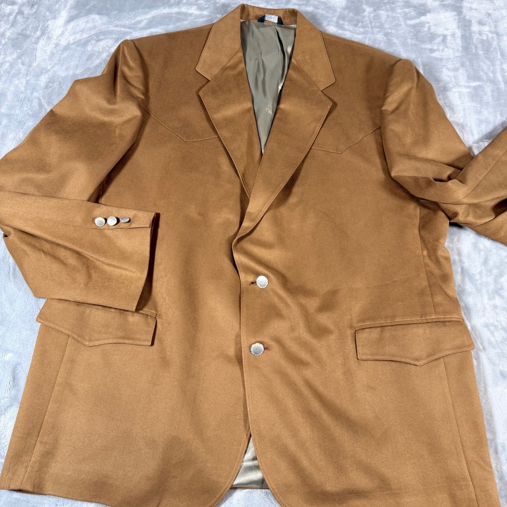 High Noon Mens Tan Suede Western Blazer Sport Jacket coat Size‎ 48 3